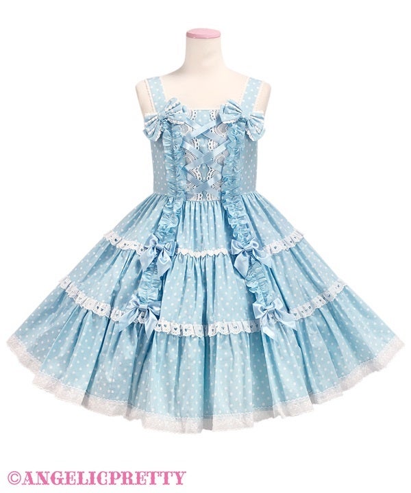 Shoulder Ribbon JSK (Polka Dot) (2025) by Angelic Pretty