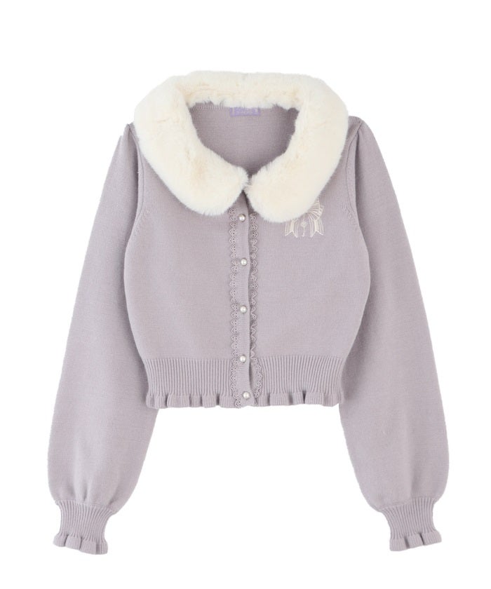 Kawaii - Knit Cardigan with fur collar by Axes Femme