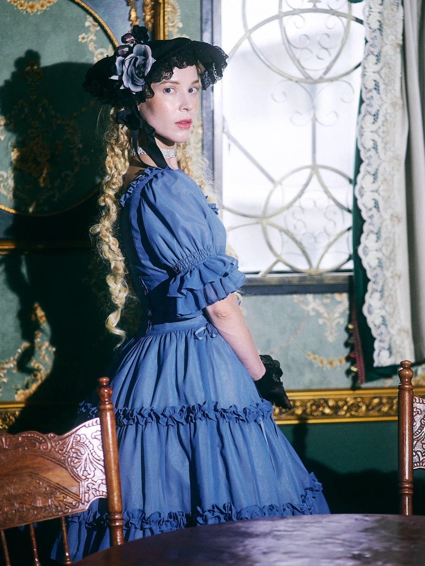 Lace-up Doll Half Sleeve OP by Victorian Maiden