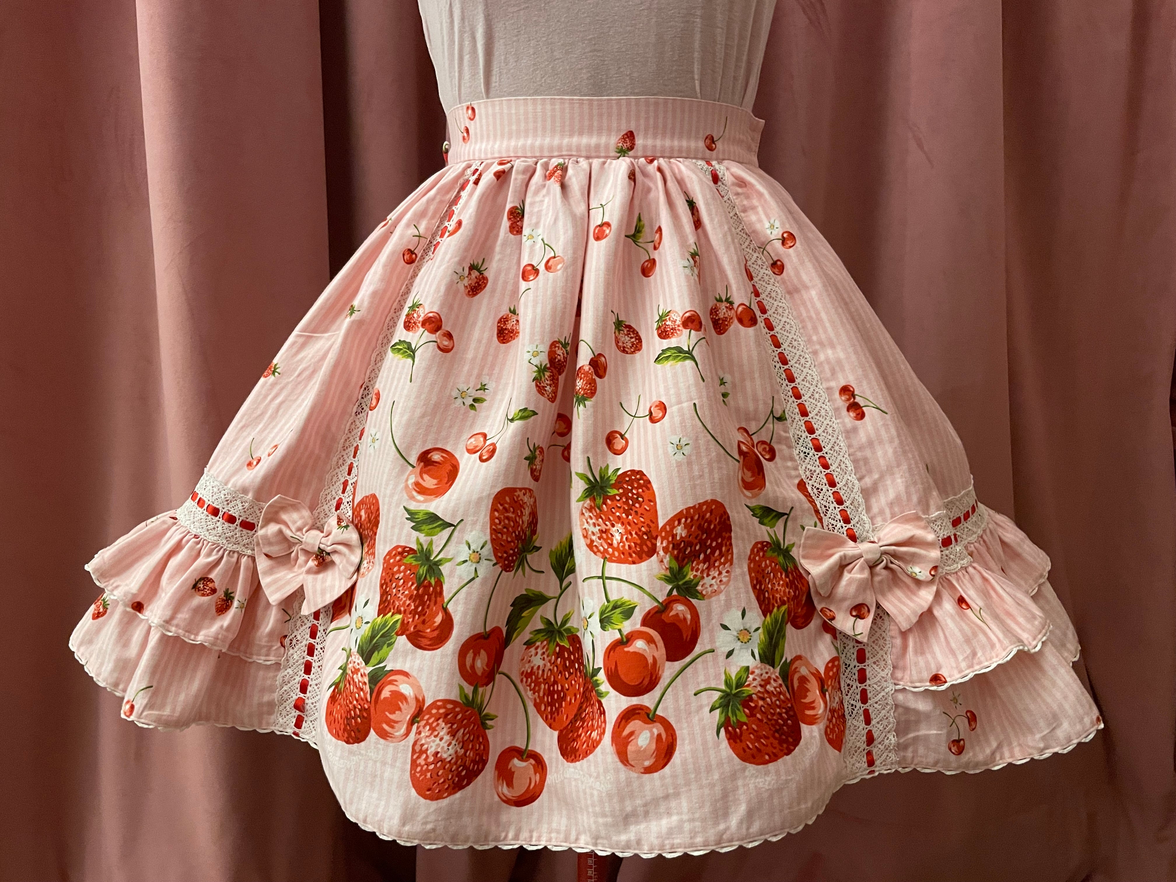 Berry Stripe Frill Skirt by Metamorphose Temps de Fille