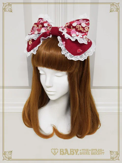 くみゃちゃんのSweet Baby Love Heart柄カチューシャ サックス Kumya's Sweet Baby Love Heart Head Bow by Baby, the Stars Shine Bright