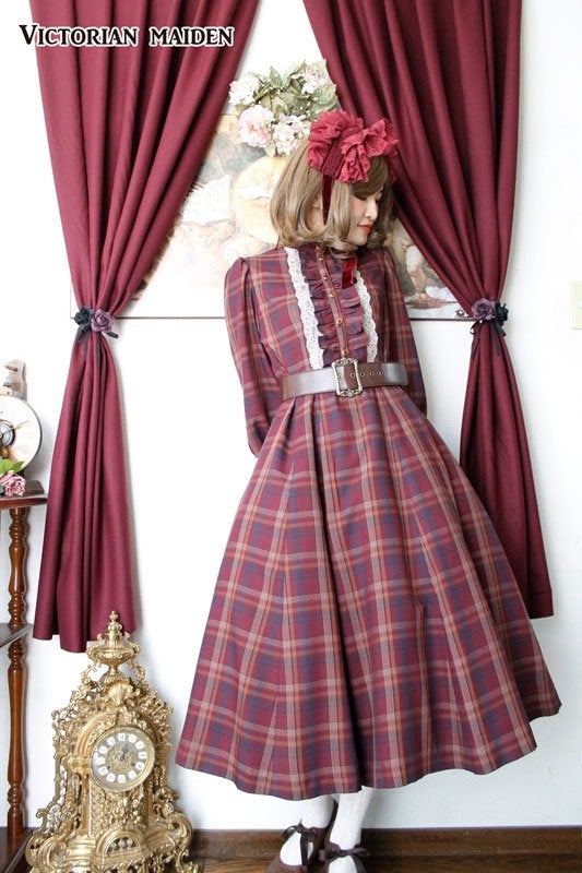 Victorian maiden チェック柄 編み上げベアワンピース Victorian maiden チェック柄 編み上げベアワンピース Classic Check