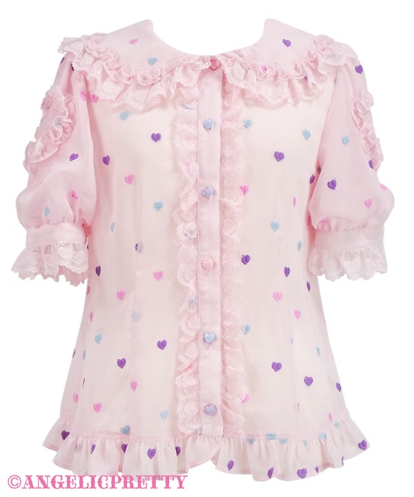 Angelic Pretty Candy Petit Heart OP＋KC Candy Petit Heart Round Collar Blouse by Angelic Pretty