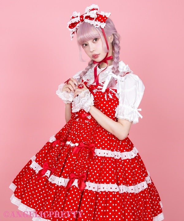 Shoulder Ribbon JSK (Polka Dot) (2025) by Angelic Pretty