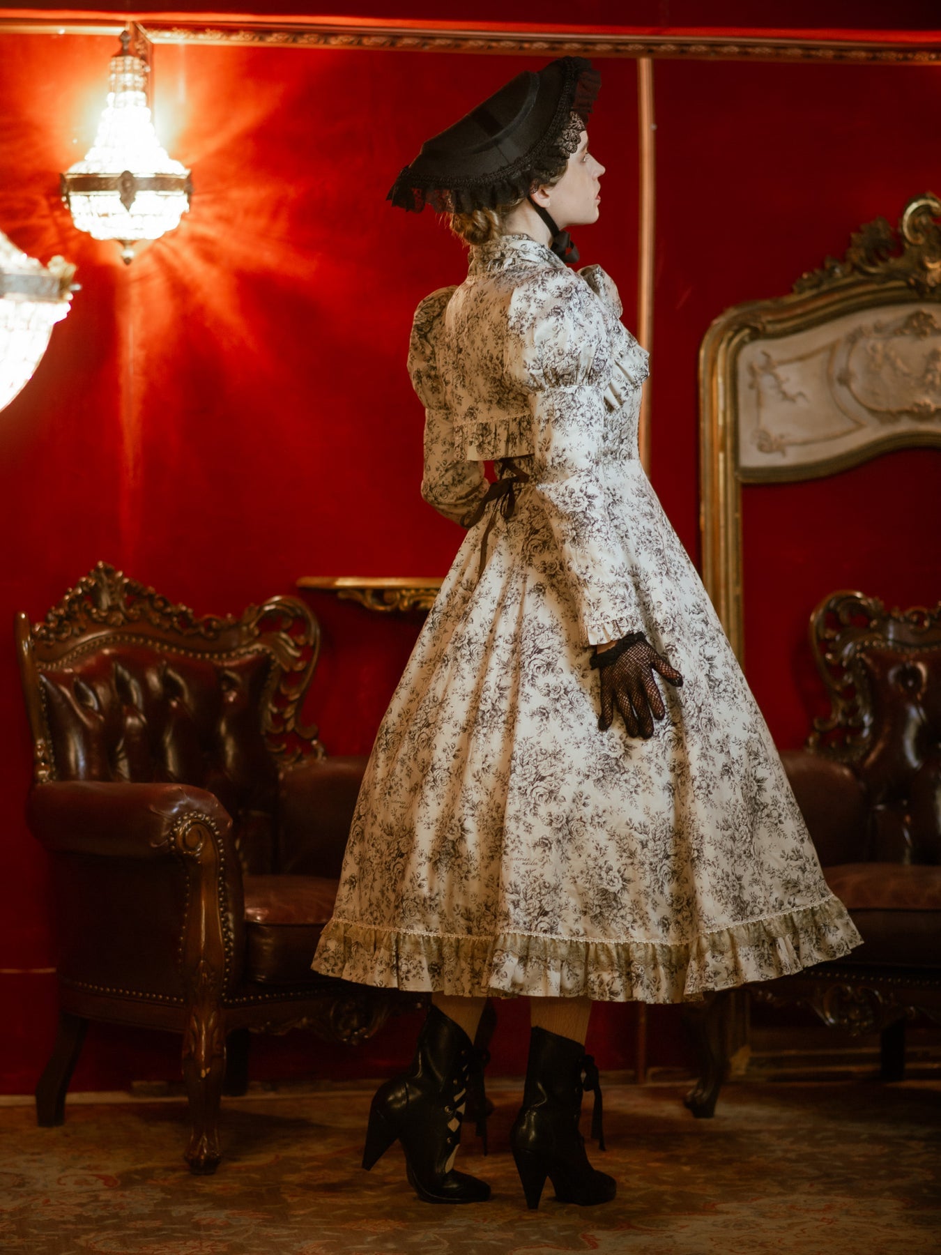 Toile de Rococo Bouquet Elegant Ruffle Bolero by Victorian Maiden