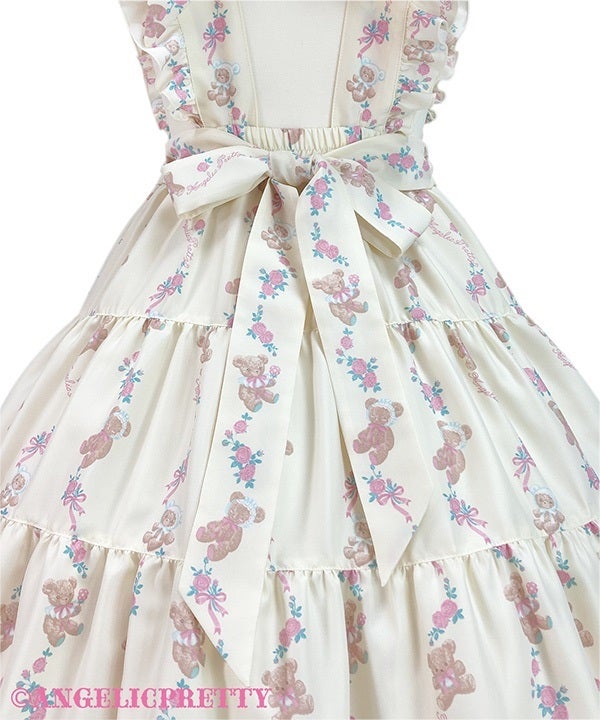 Dreaming Tiny Bear Apron-Style Tiered Skirt by Angelic Pretty