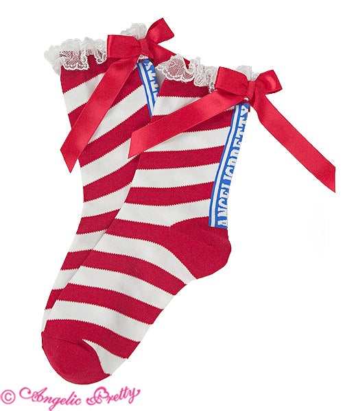 Creamy Border Crew Length Socks by Angelic Pretty