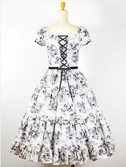 Rococo Bouquet Ribbon Tiered Long OP by Victorian Maiden