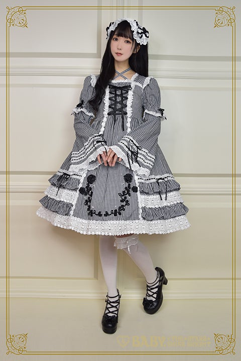 Gingham Check Creeping Rose Doll OP Set (2021) by Baby, the Stars