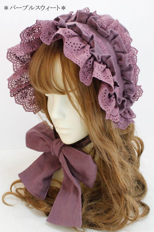 Victorian maiden/ハーベストレーシーボンネット　パープルスィート Harvest Lacey Bonnet by Victorian Maiden