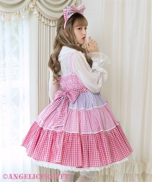ギンガム配色肩リボンJSK Gingham Color Scheme Shoulder Ribbon JSK (2024) by Angelic Pretty