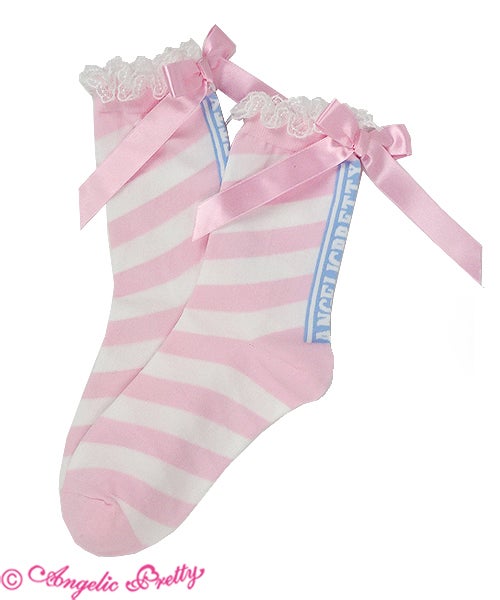 Creamy Border Crew Length Socks by Angelic Pretty