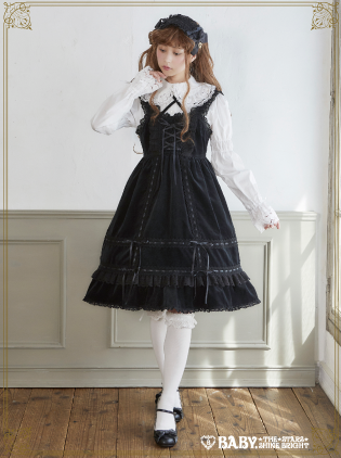 Velveteen Babydoll JSK and Princess Drop Headdress Set by Baby