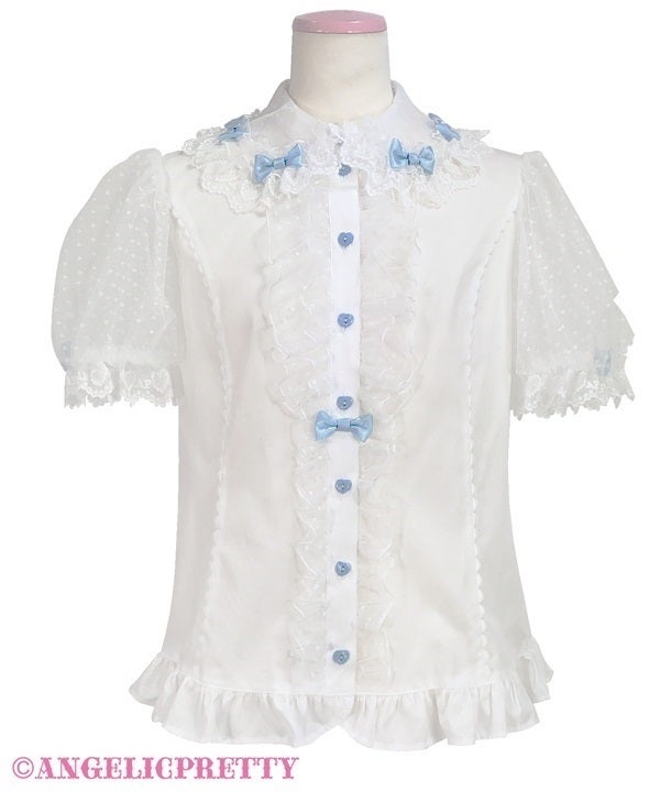 Heart Tulle Frill Blouse by Angelic Pretty