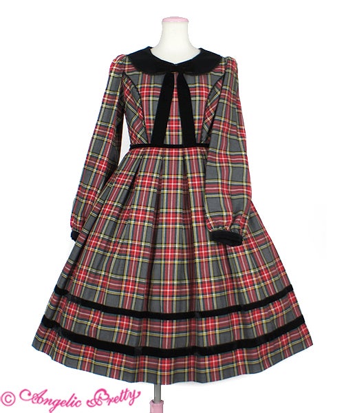 T*※様 アンジェリックプリティ British タータンワンピース グレー British Tartan OP by Angelic Pretty