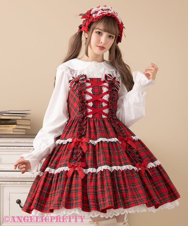 Tartan Check Shoulder Ribbon JSK (2022) by Angelic Pretty