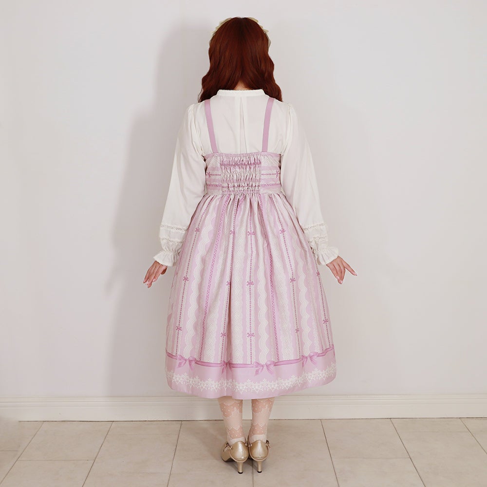 サンプルMelody basket レースミルフィーユジャンパースカートピンク Lace Mille-feuille JSK by Melody BasKet