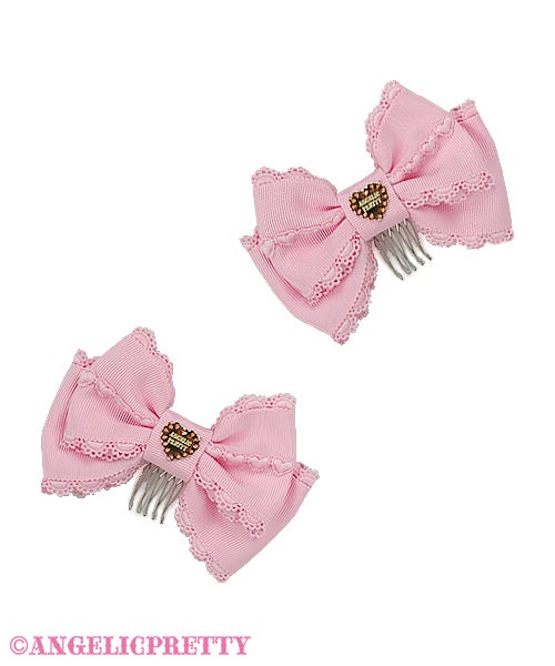 Lace Heart Charm Ribbon Comb Set by Angelic Pretty