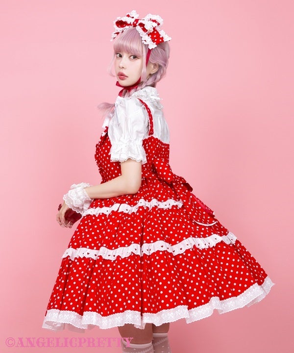 Shoulder Ribbon JSK (Polka Dot) (2025) by Angelic Pretty