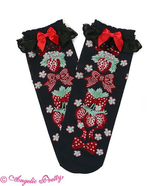 Strawberry Doll Crew Length Socks by Angelic Pretty
