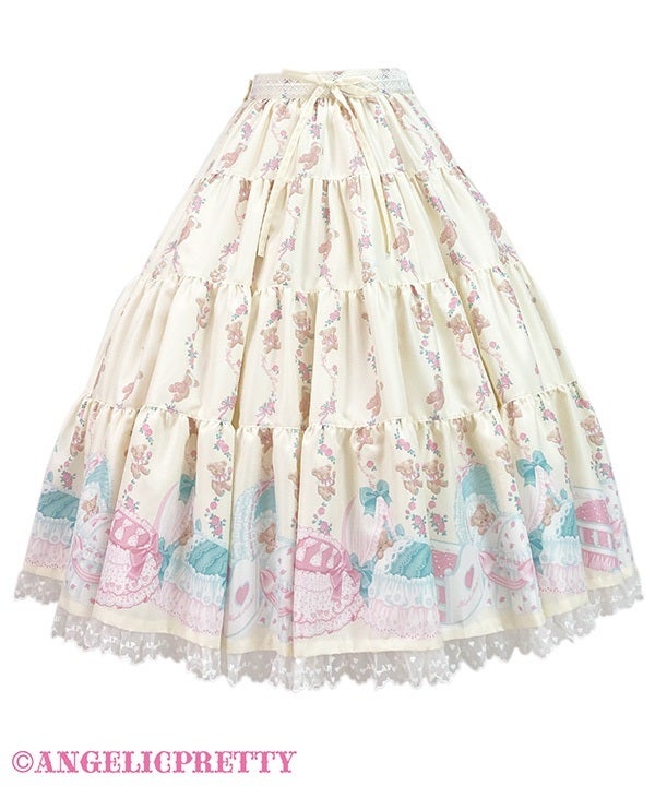 Dreaming Tiny Bear Apron-Style Tiered Skirt by Angelic Pretty