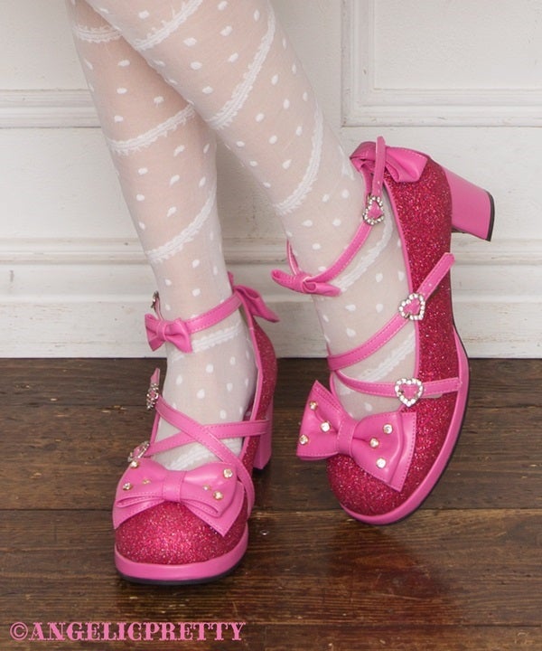 Glitter Gem Ribbon Shoes by Angelic Pretty