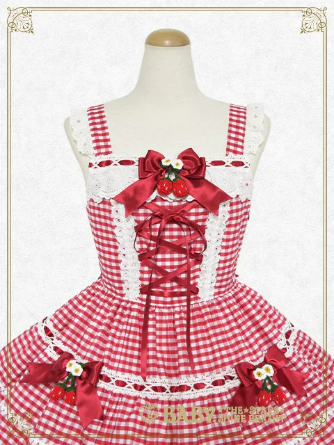 Swinging Strawberry's Happy Berry Present Gingham JSK by Baby, the