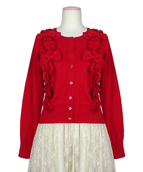 Ruffle Ribbon Knit Cardigan by Angelic Pretty