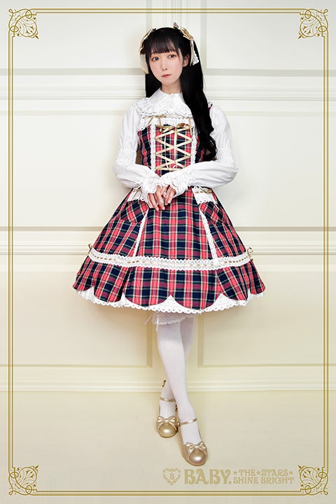 Tartan Check Hem Scallop JSK Set by Baby, the Stars Shine Bright