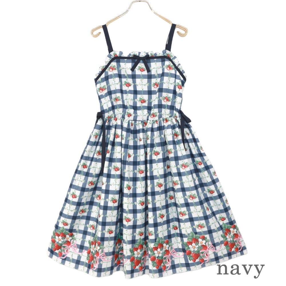 Emily Temple cute チェックさくらんぼジャンスカ Strawberry Check Camisole JSK by Emily Temple Cute