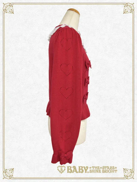 Usakumya Lace Heart and Ribbon Cardigan by Baby, the Stars Shine