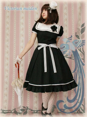 victorianmaiden　ストライプリボンセーラースカート（ミント） Stripe Ribbon Sailor OP by Victorian Maiden