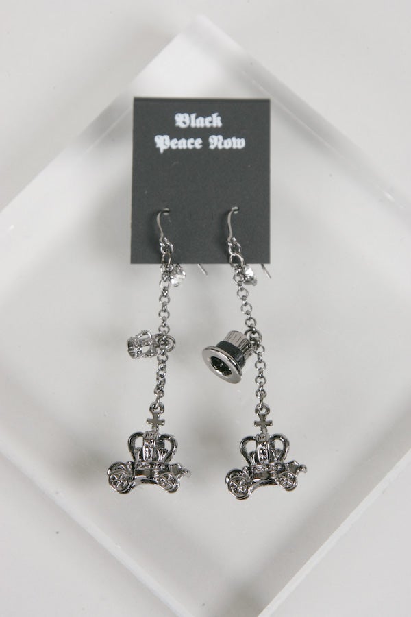 Crown Carriage Motif Pierced Earrings by Black Peace Now