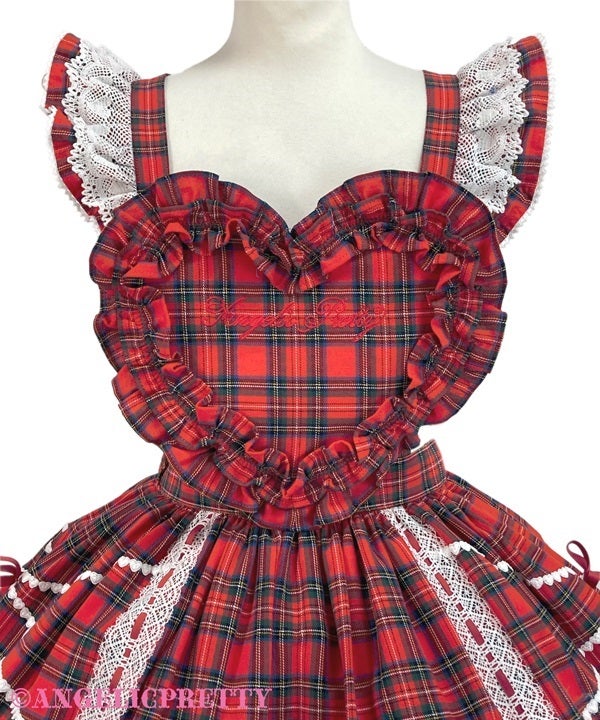 Heart Bib Skirt (Tartan) by Angelic Pretty