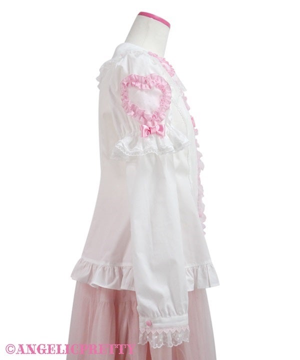 Frill Heart Detachable Sleeves Blouse (2024) by Angelic Pretty