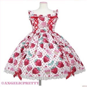 Fresh Strawberry Diner Lace Up JSK by Angelic Pretty