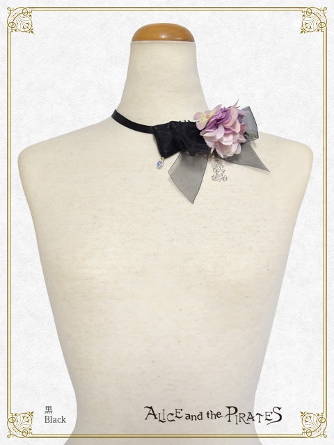 Hydrangeas in Reminiscence Ribbon Choker by Alice and the Pirates