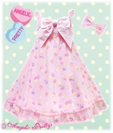 Sugar Hearts JSK and Barrette Set by Angelic Pretty
