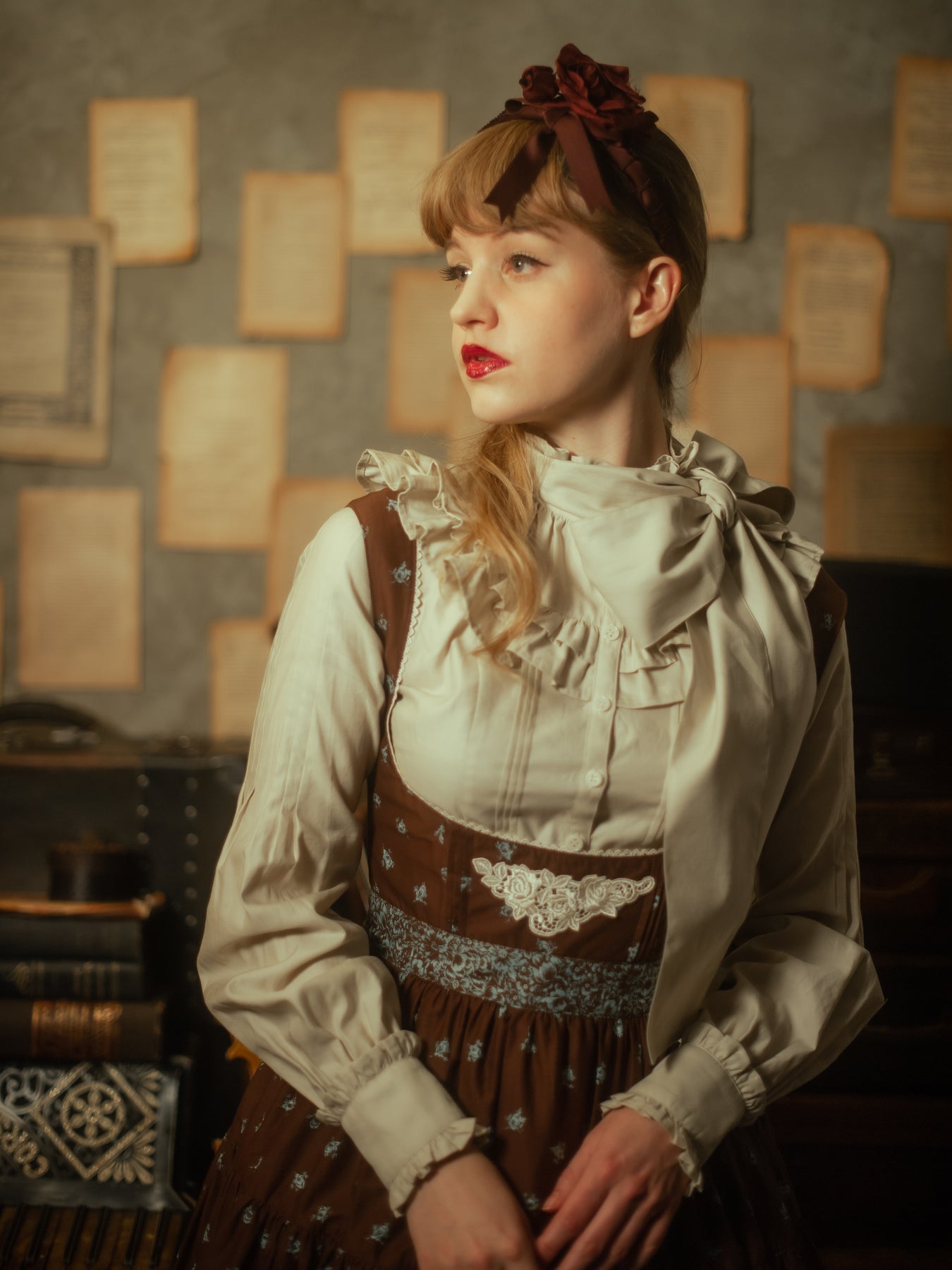 Noble Satin Pintuck Blouse by Victorian Maiden