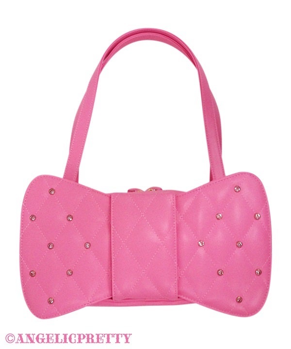 【みゆ】Angelic Pretty エナメルリボンバッグ ホワイト Quilted Gem Ribbon Bag by Angelic Pretty