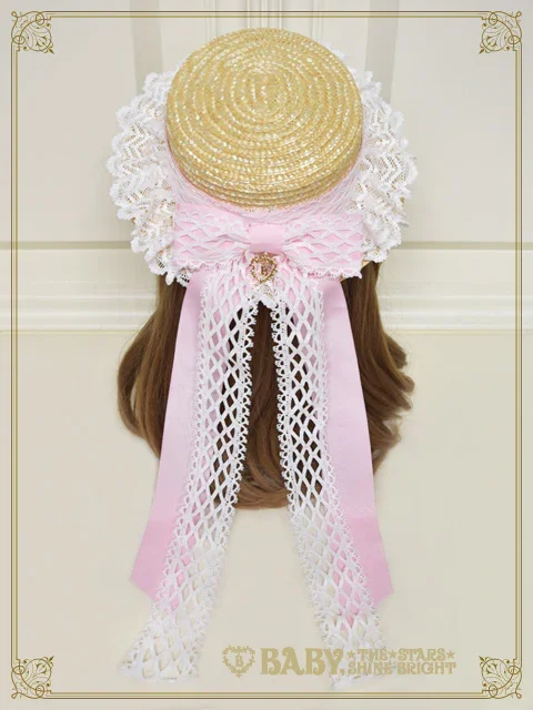 Torchon Lace and Grosgrain Ribbon Boater Hat by Baby, the Stars
