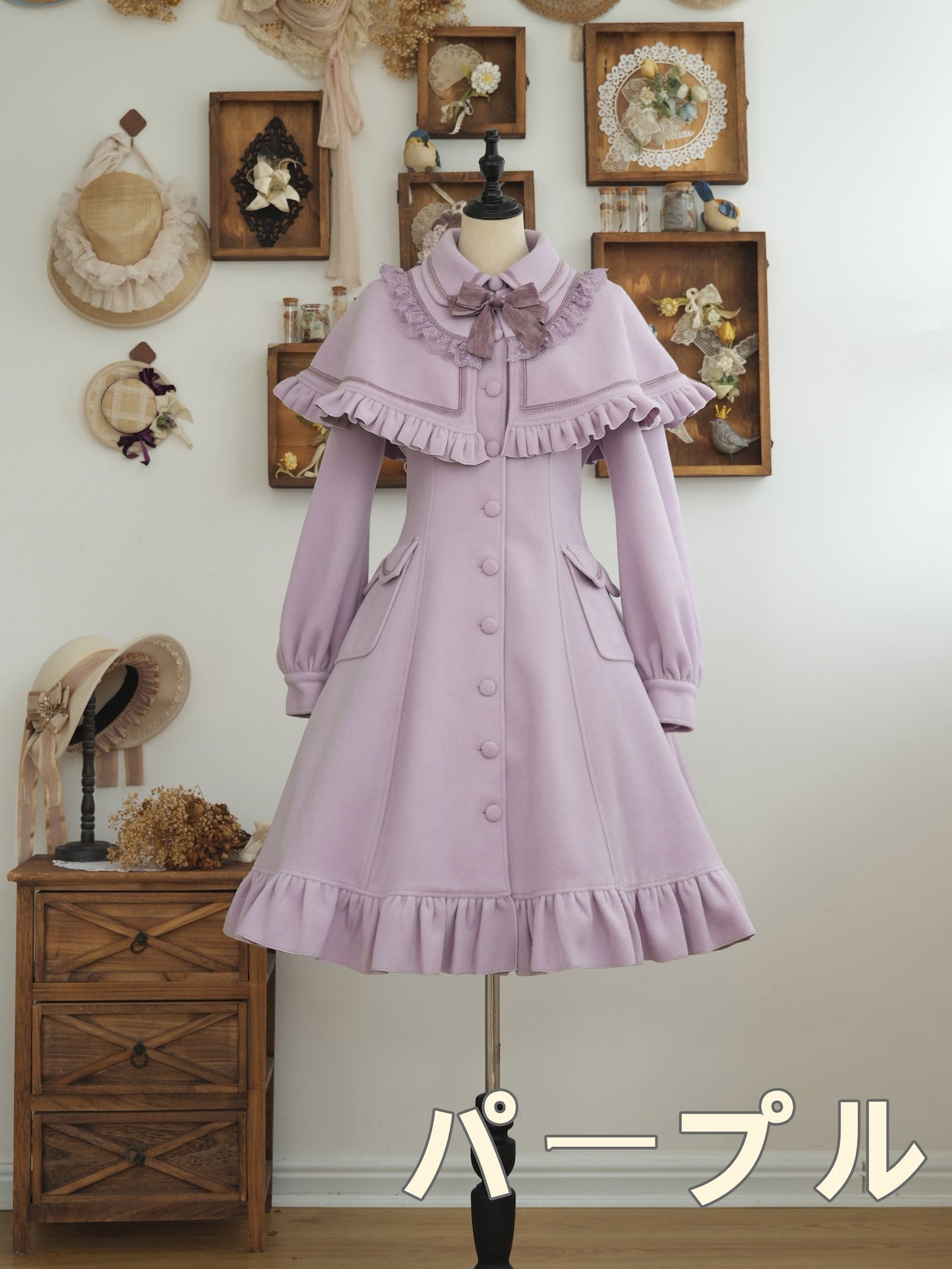 【美品】YOIHI フリルギャザーステンカラーコート Hoshibako Works ~ Icing Frill Princess Coat with Cape by Indie Brand