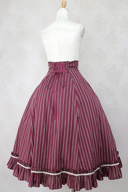 Summer Stripe Bustle Skirt by Victorian Maiden