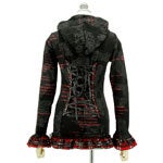H.Jelly ~ Checkered Frill Lightweight Knit Zip-Up Parka by h.NAOTO