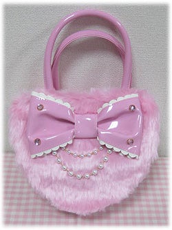 Heart Enamel Fur Bag by Angelic Pretty