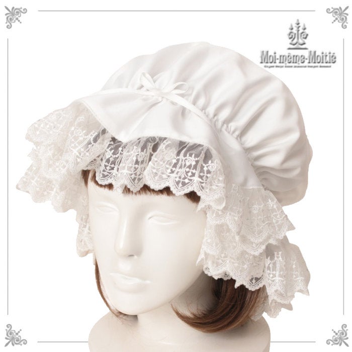 Moi-meme-Moitie クロスアーチレースヘッドドレス(白) Cross Arch Lace Cap by Moi-même-Moitié