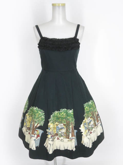 Emily Temple Cute　フラワーティーカップ柄ワンピース Tea Party Print Frilled Sleeveless OP by Emily Temple Cute