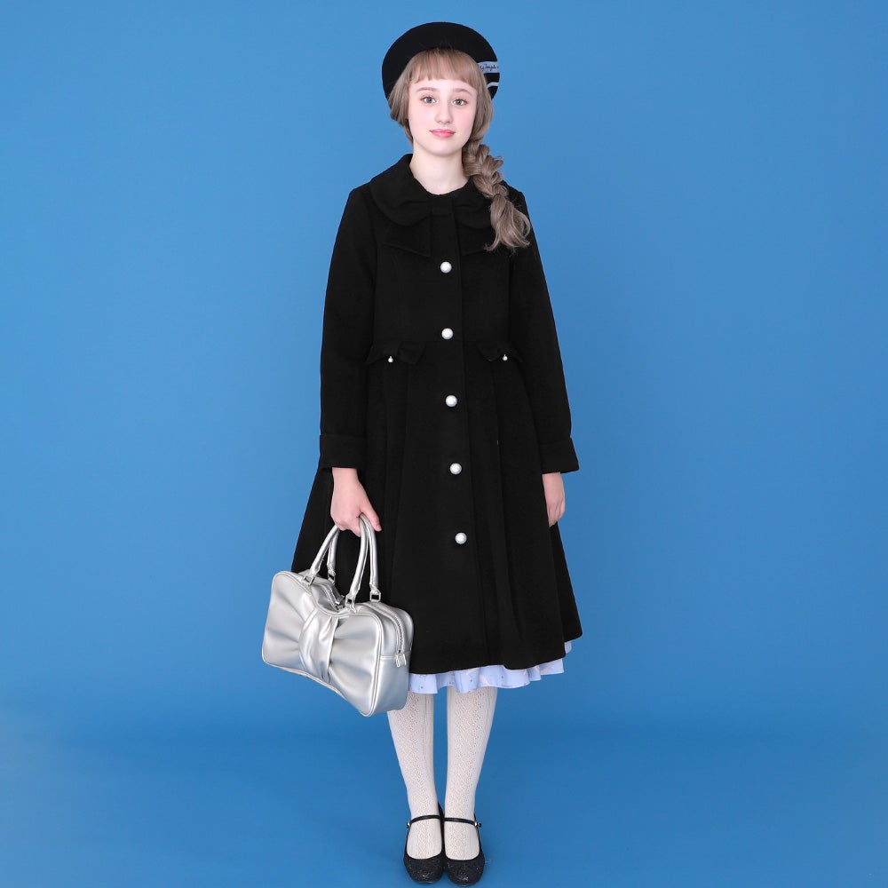 Ribbon Collar Long Coat by Emily Temple Cute