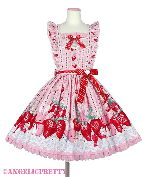 Little Bunny Strawberry Apron Style Skirt by Angelic Pretty