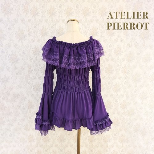Shirring Princess Sleeve Blouse by Atelier Pierrot